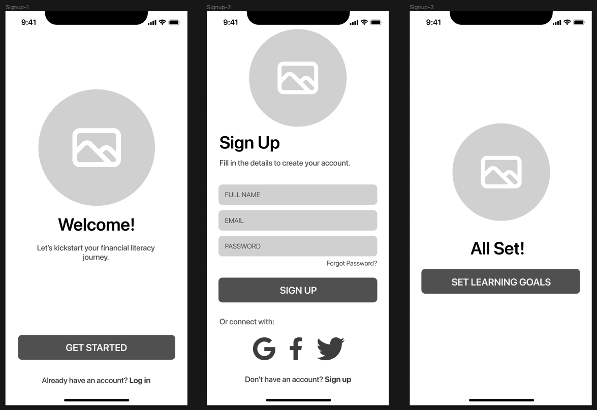 Signup-Wireframes